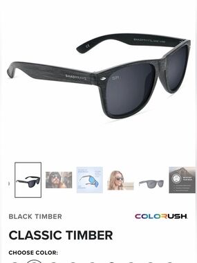 NWT- Shady Rays Classic Timber Sunglasses - Black Timber- MEN/ WOMEN